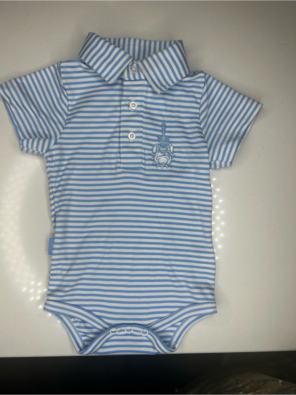 THE CITADEL bulldogs Garb infant 0/3M Striped Blue/White Polo moisture wicking